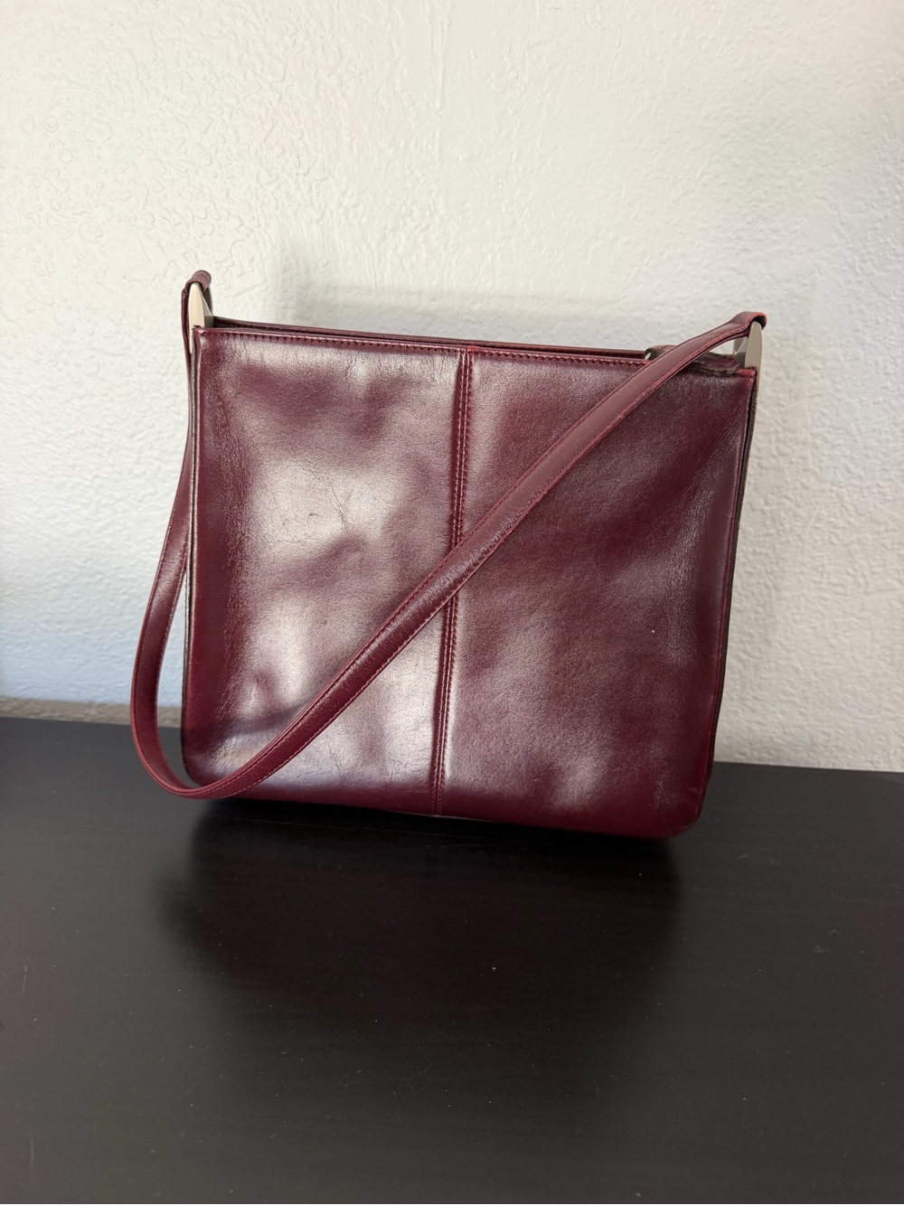 Kenneth Cole Burgundy Leather Shoulder Bag